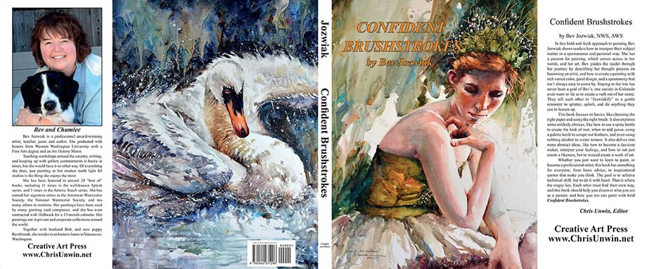 confident brushstrokes 3-25-22 A book cover with a painting of a swan and a woman.